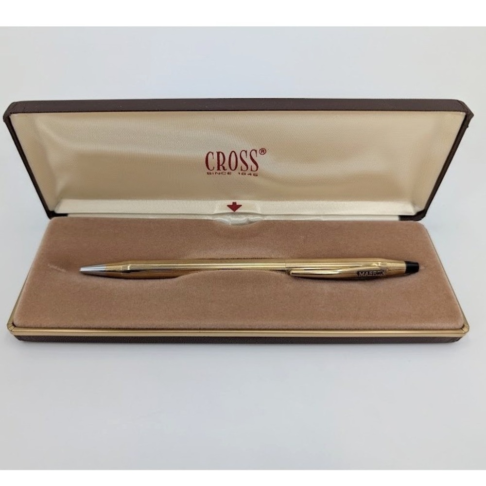 Vintage Cross 10KT Gold Electroplated Ballpoint Pen Maersk Logo Boxed